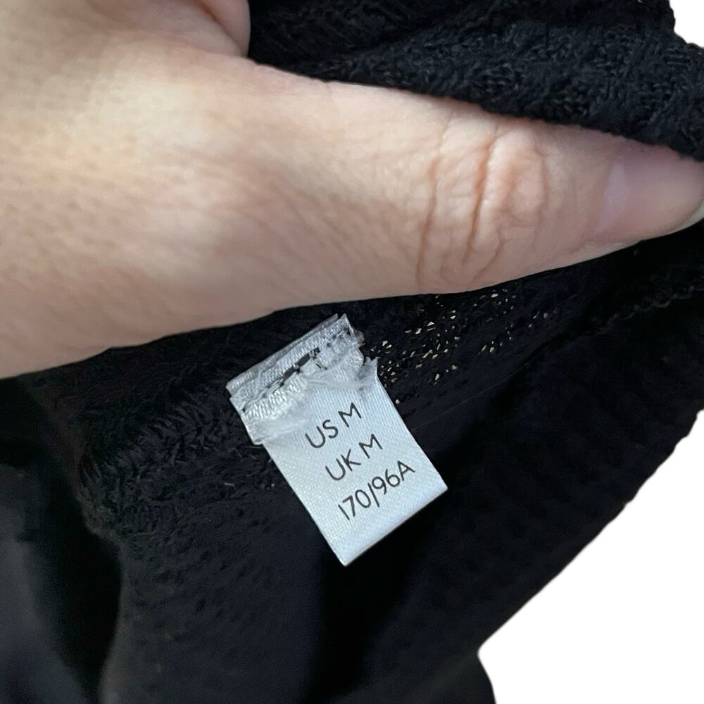 Free People Intimately One Of The Girls Henley Tshirt Medium Black Long Sleeve - Picture 6 of 8